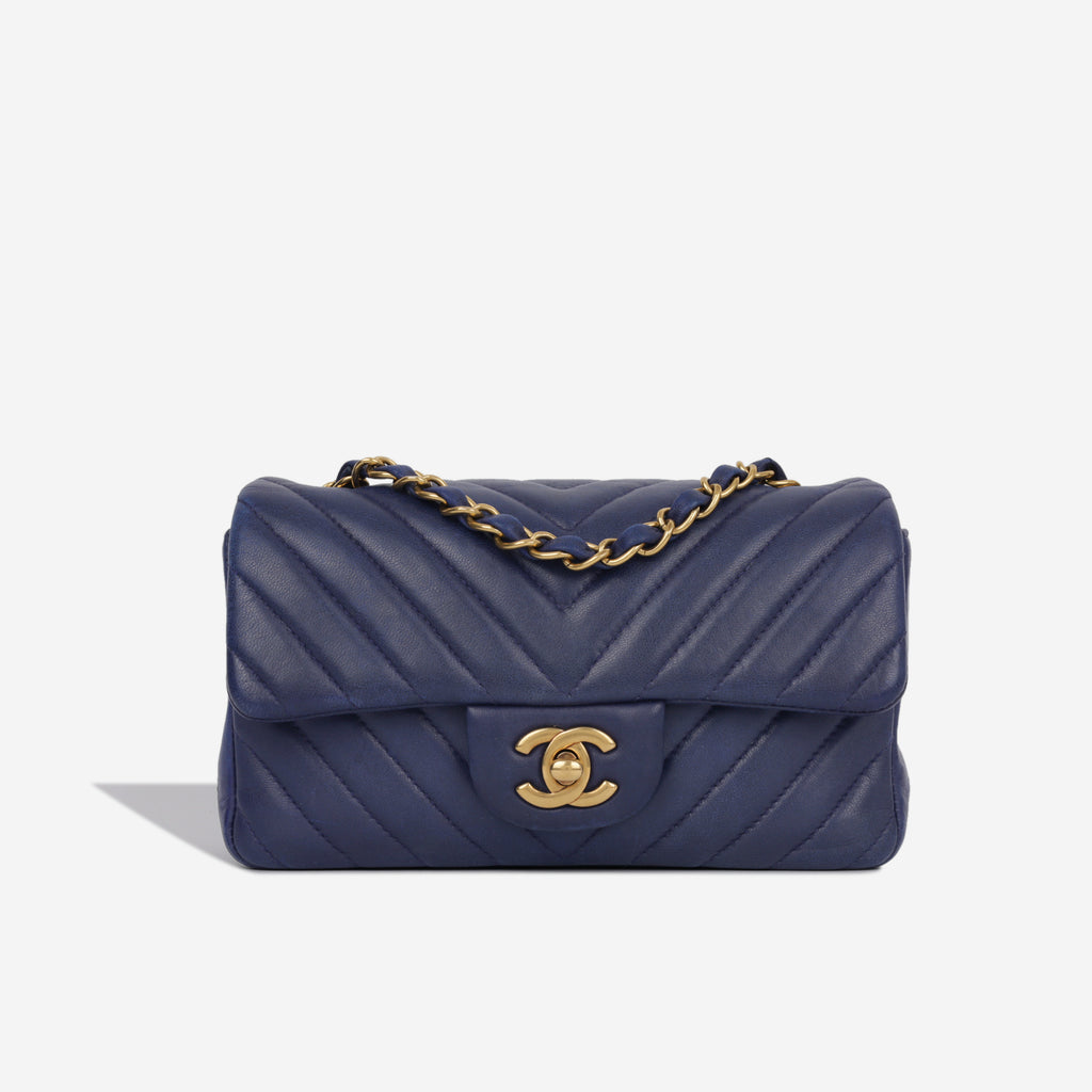 Chanel - Classic Flap Bag - Mini Rectangular - Navy Lambskin - GHW ...