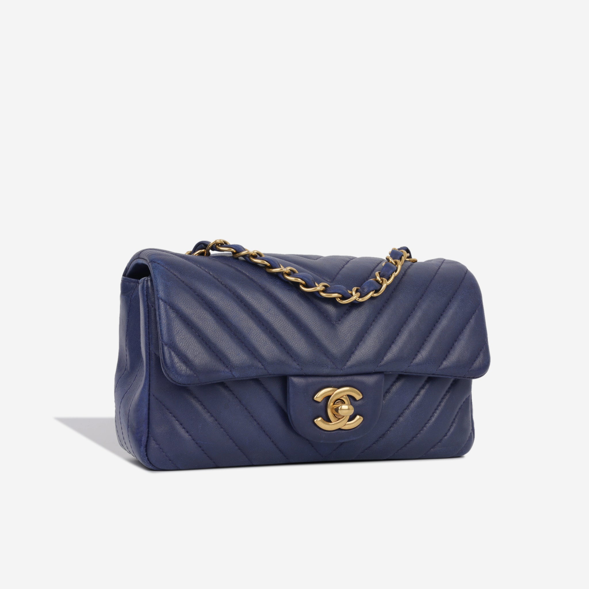 Chanel - Classic Flap Bag - Mini Rectangular - Navy Lambskin - GHW