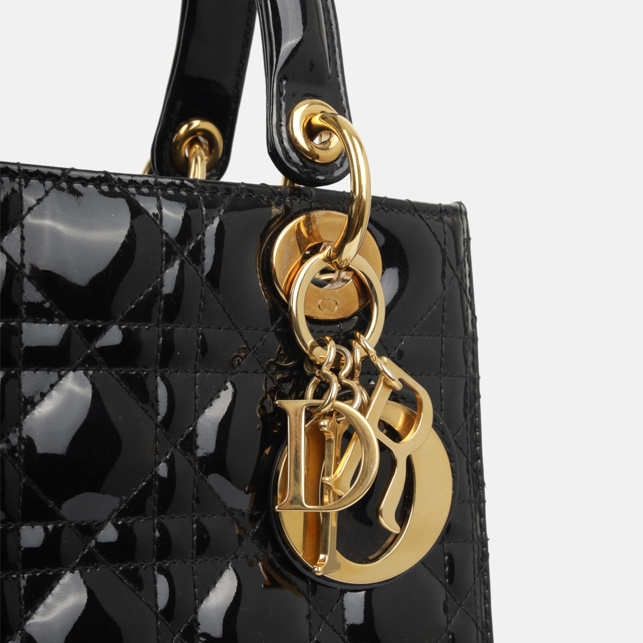 Christian Dior Lady Dior MM (Medium size) handbag in black cannage leather,  GHW