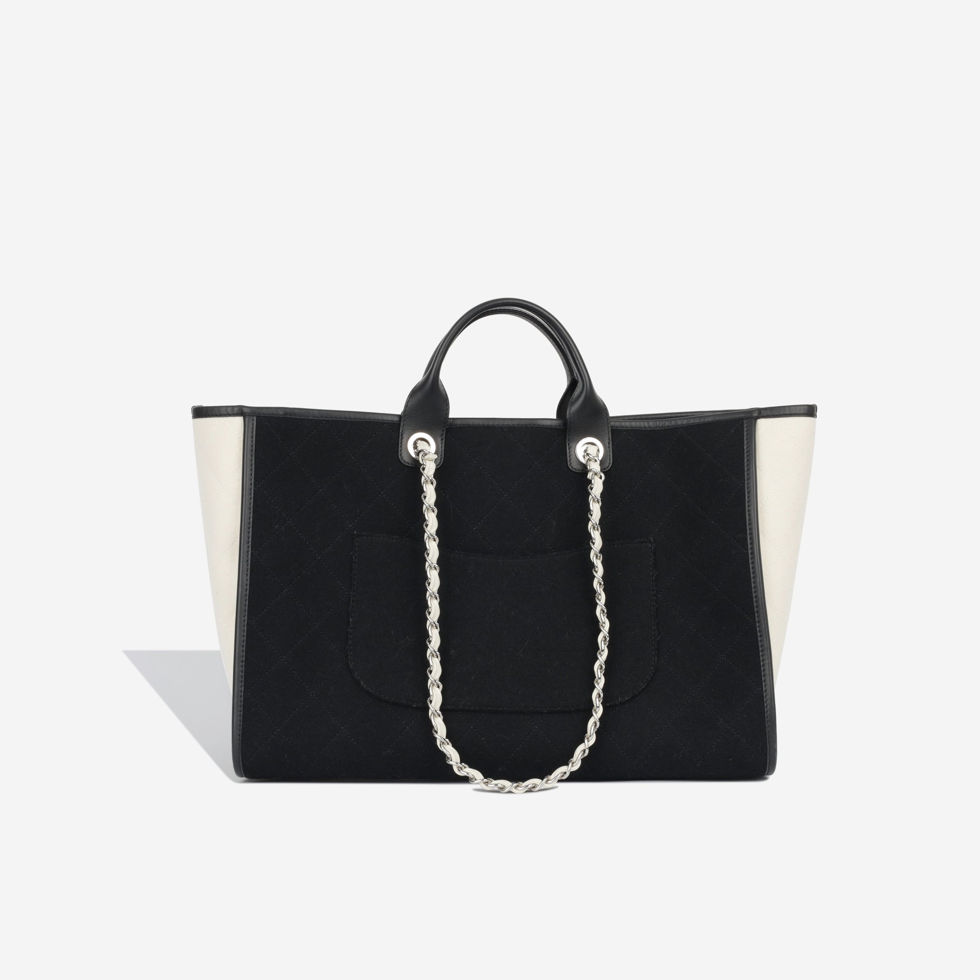 Chanel Extra Large Deauville Black and White Wool SHW Pre