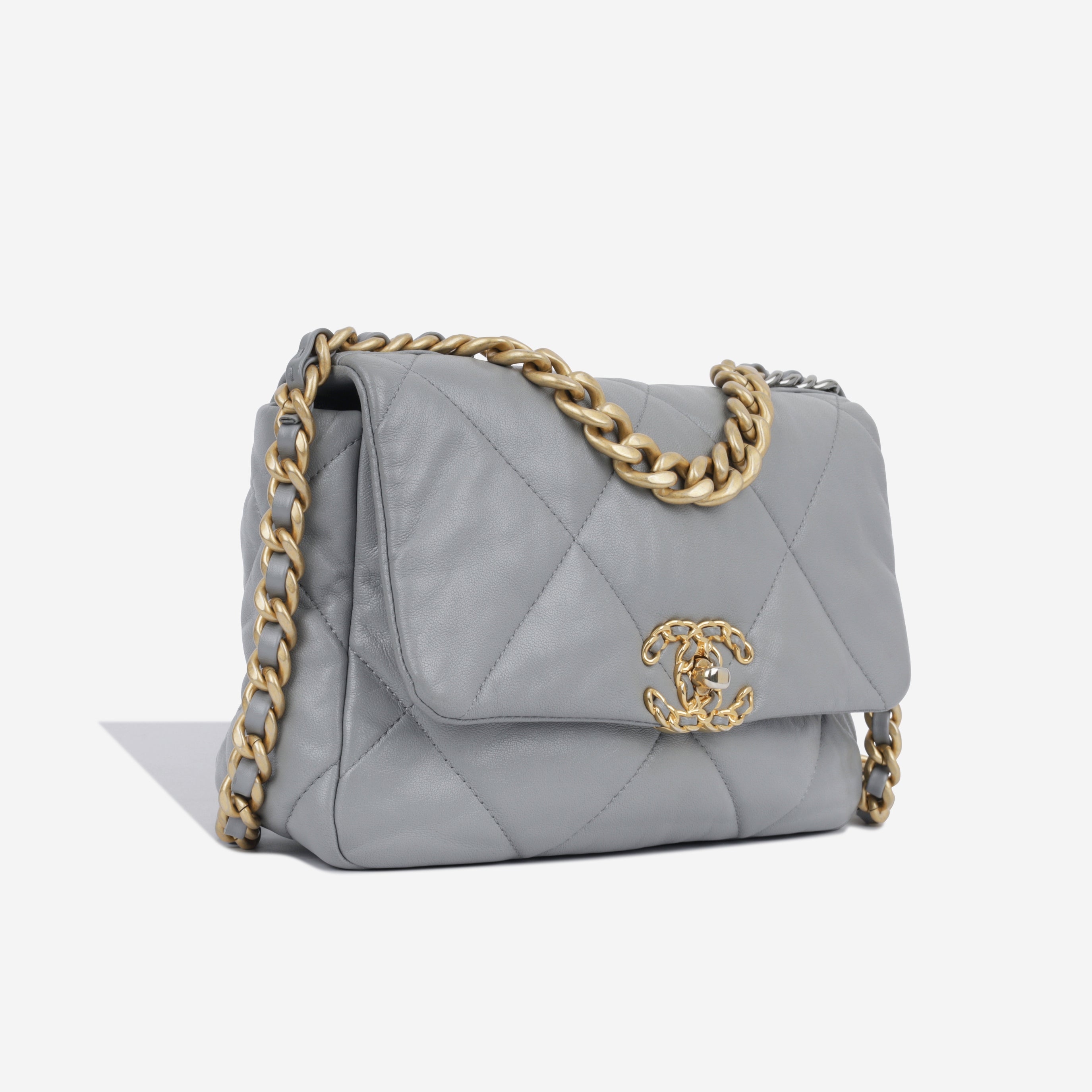 Chanel - Chanel 19 Flap Bag - Small - Grey Goatskin - GHW - Pre