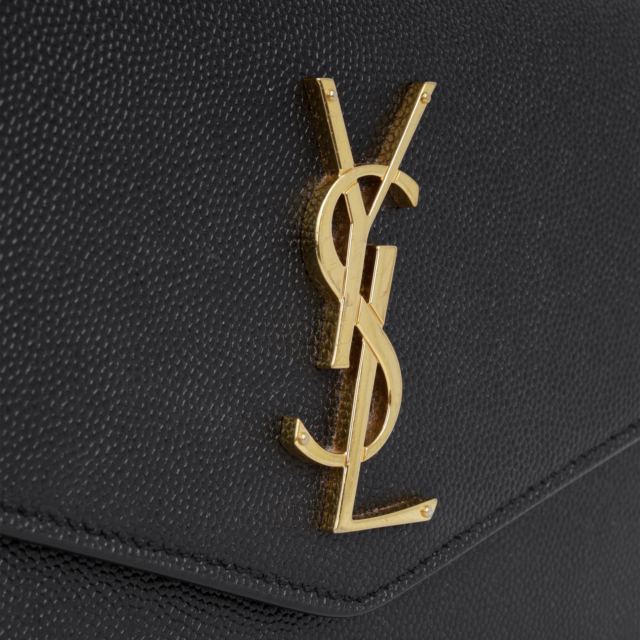 Uptown Leather Wallet On Chain in Black - Saint Laurent