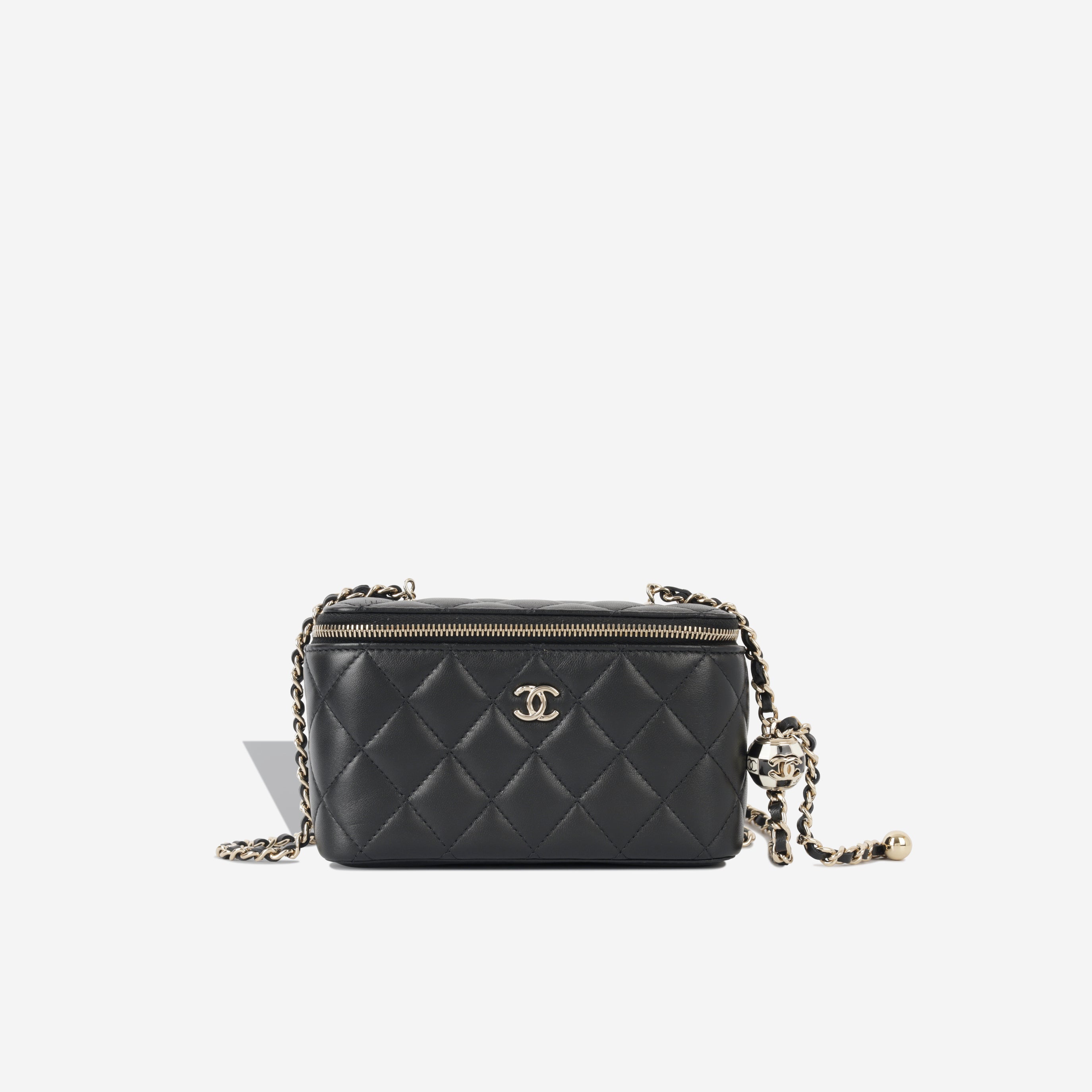 Chanel - Mini Pearl Crush Vanity on Chain - Black Lambskin CGHW