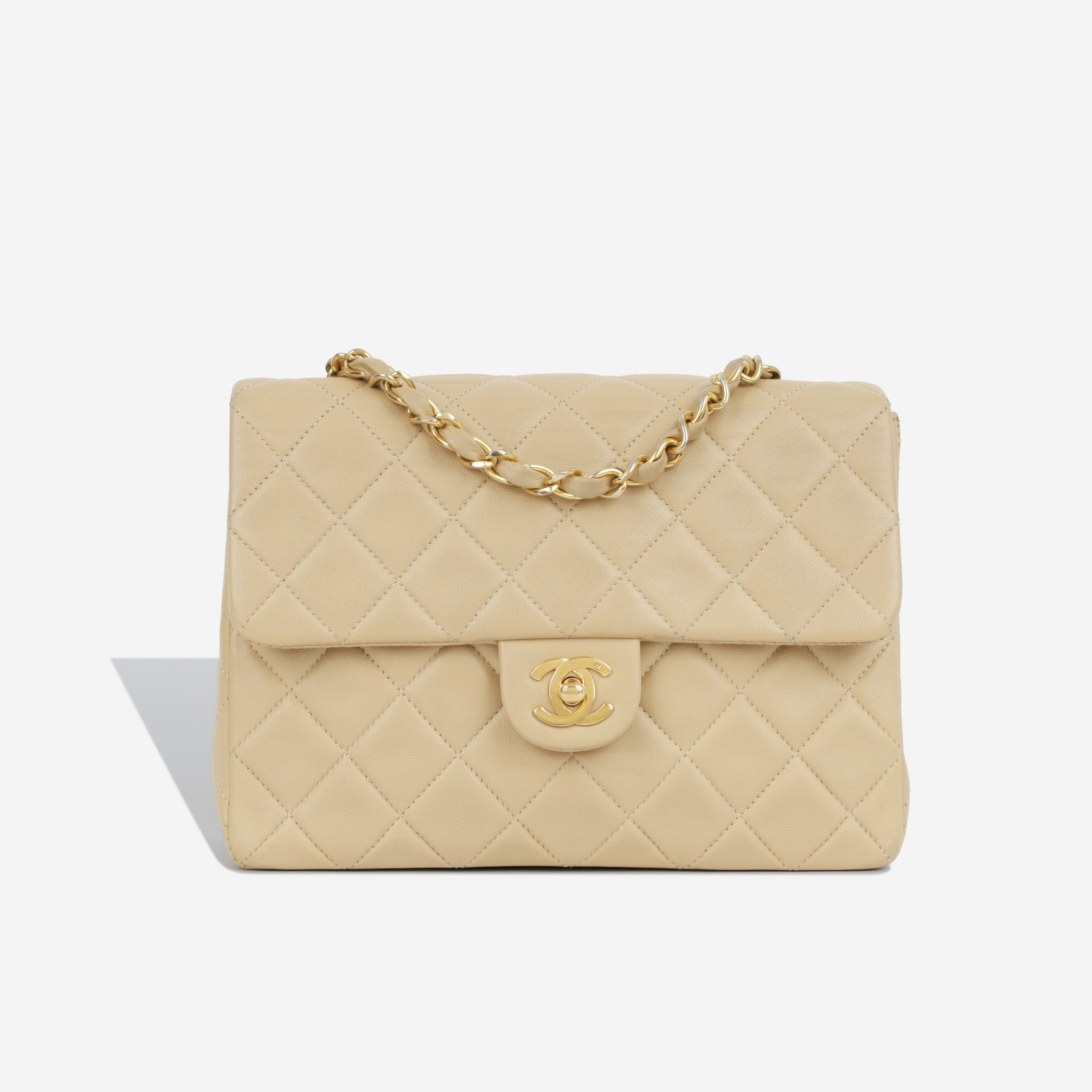 Vintage CHANEL Classic Quilted Flap Short Chunky Gold Chain Strap