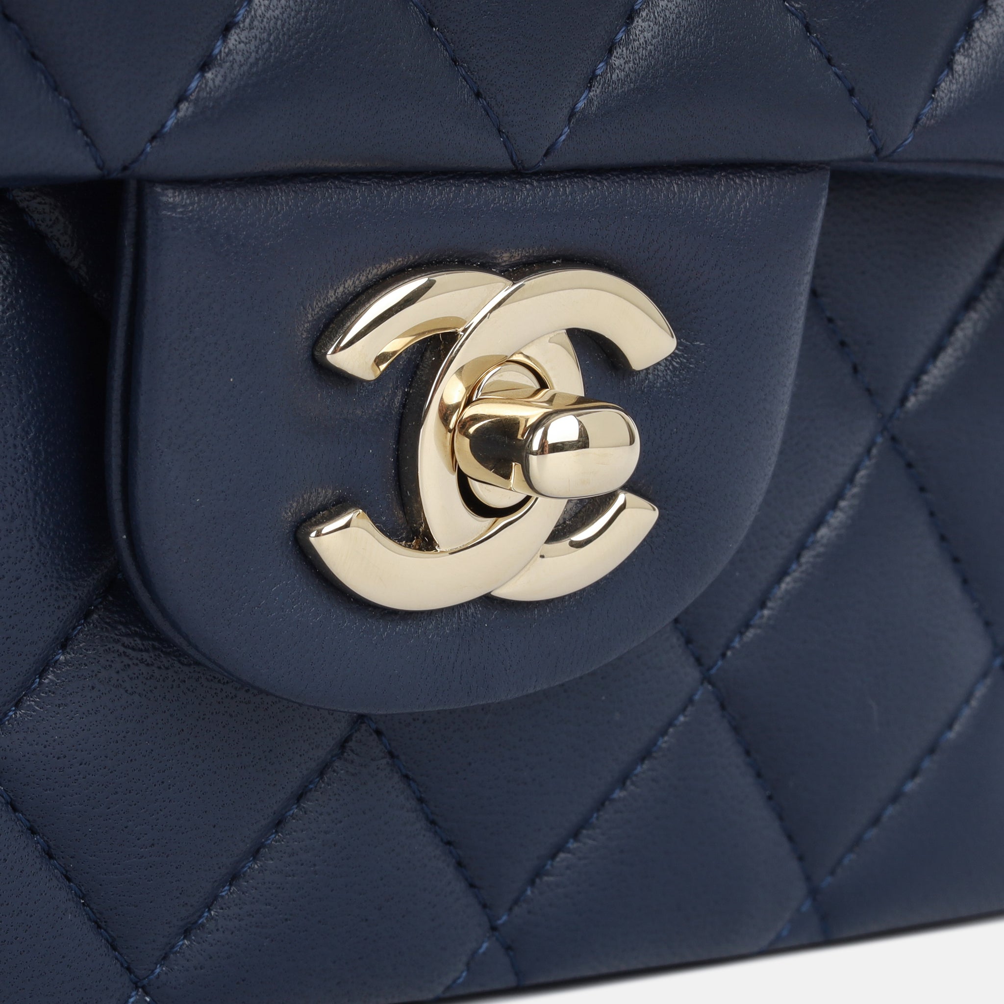 Chanel - Medium Classic Flap Bag - Navy Lambskin - CGHW - Pre Loved