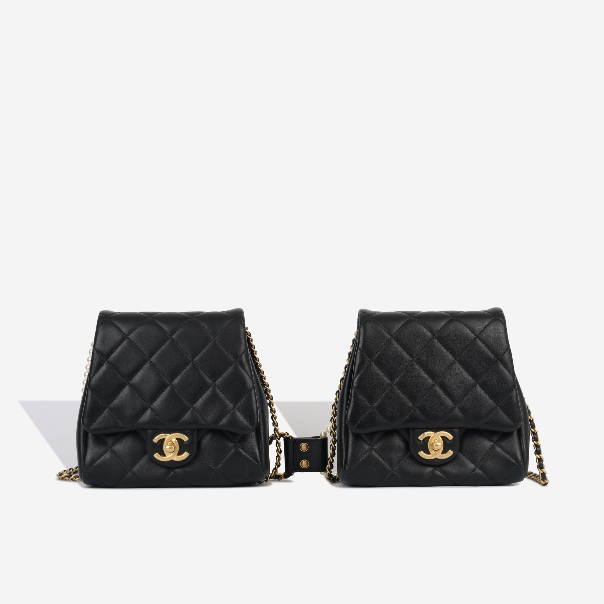 Chanel 2019 Lambskin Side-Packs - Black Shoulder Bags, Handbags