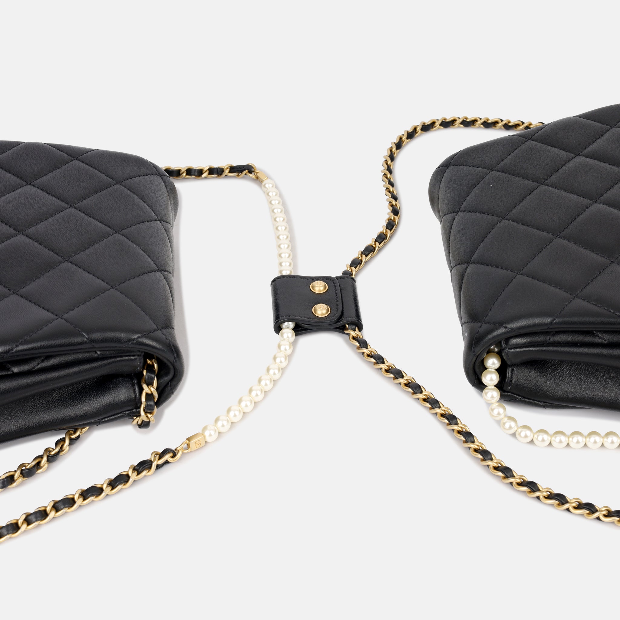 Chanel Black Quilted Lambskin With Imitation Pearls All About