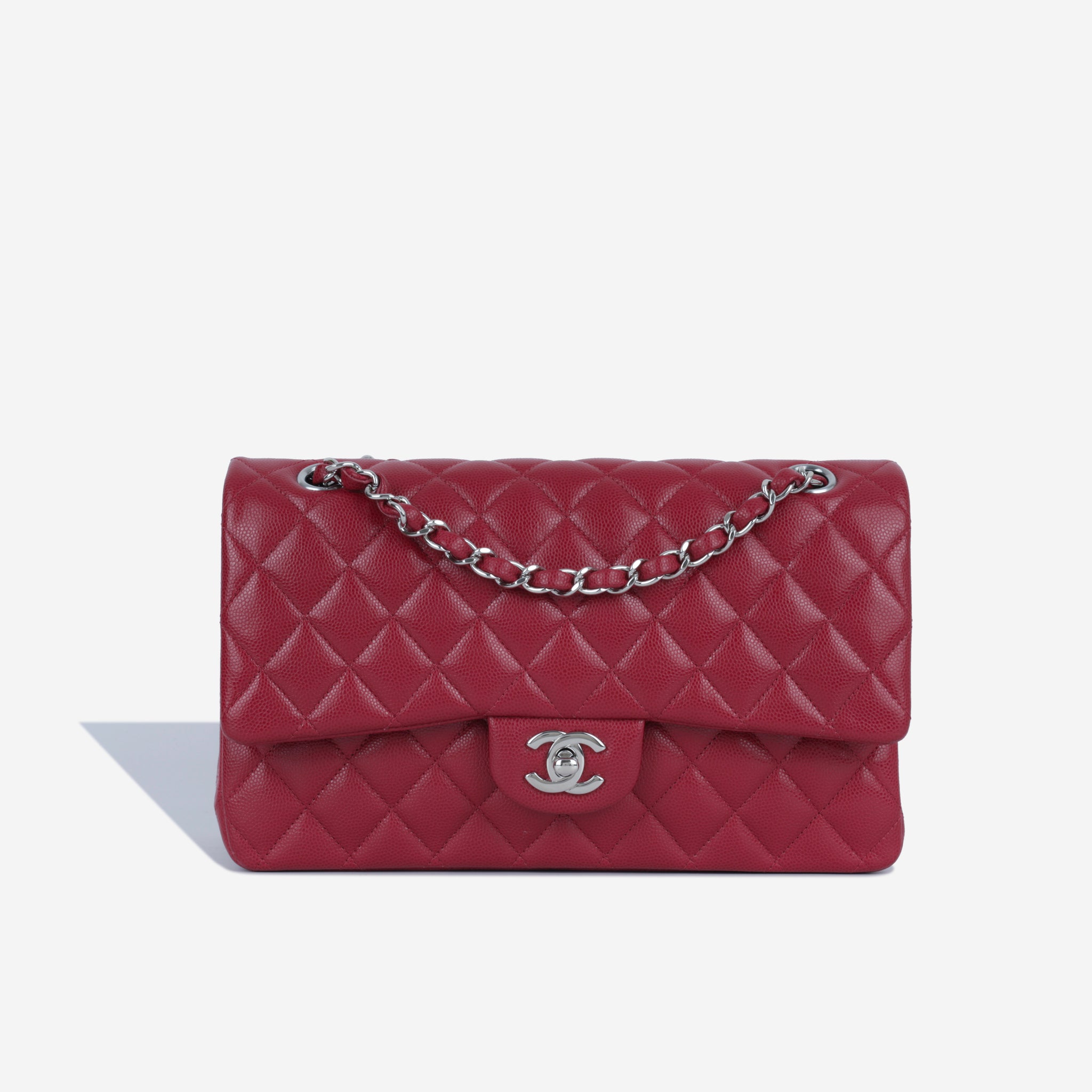 Chanel - Medium Classic Flap Bag - Raspberry Red Caviar - SHW
