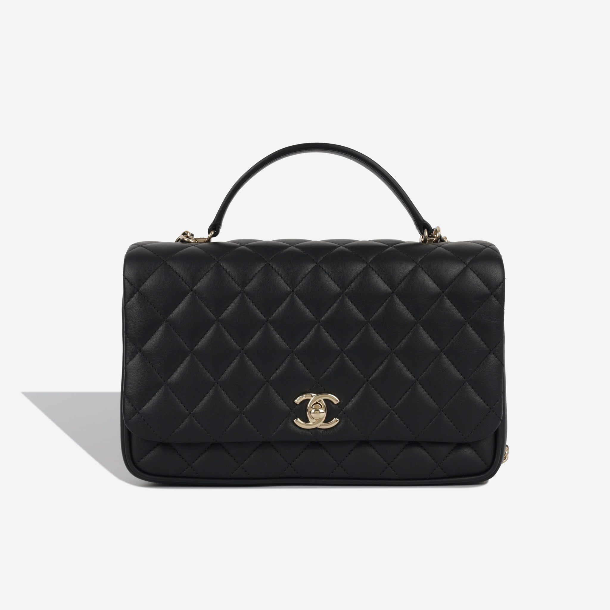 Chanel - Top Handle Flap Bag - Black Lambskin CGHW - Pre Loved | Bagista