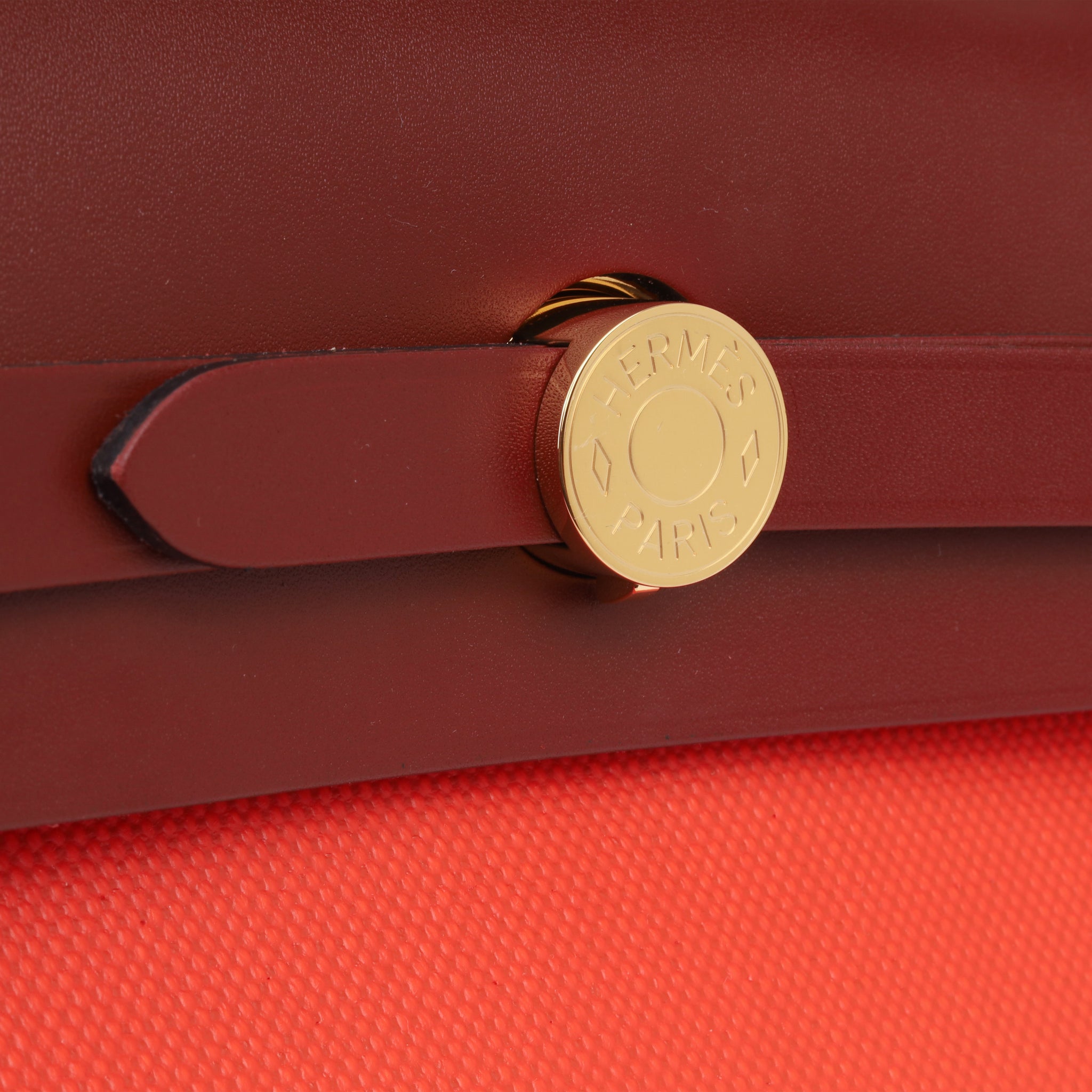 Hermès Herbag 31 In Orange Mecano Toile And Fauve Vache Hunter