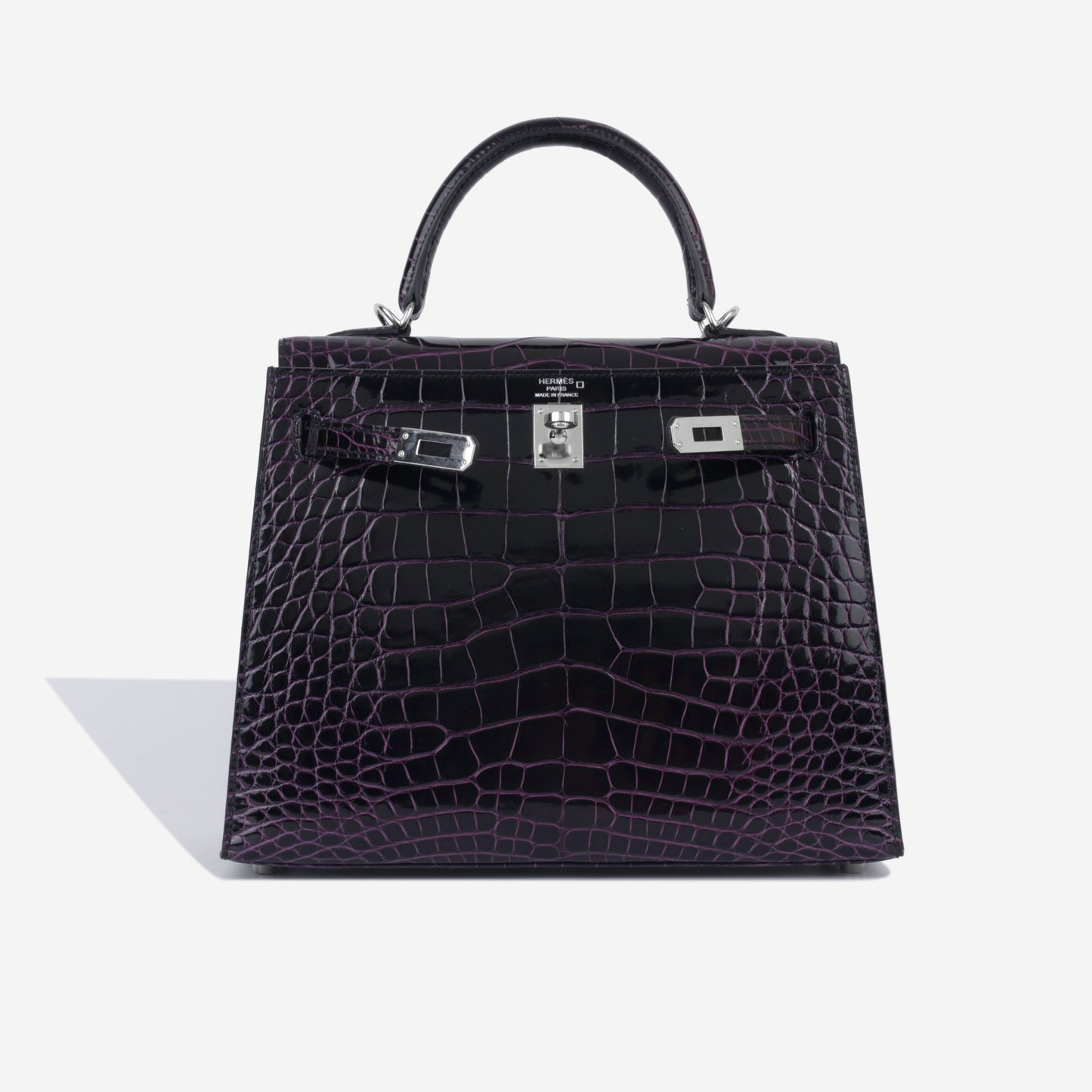 Kelly 25 - Aubergine Shiny Croc