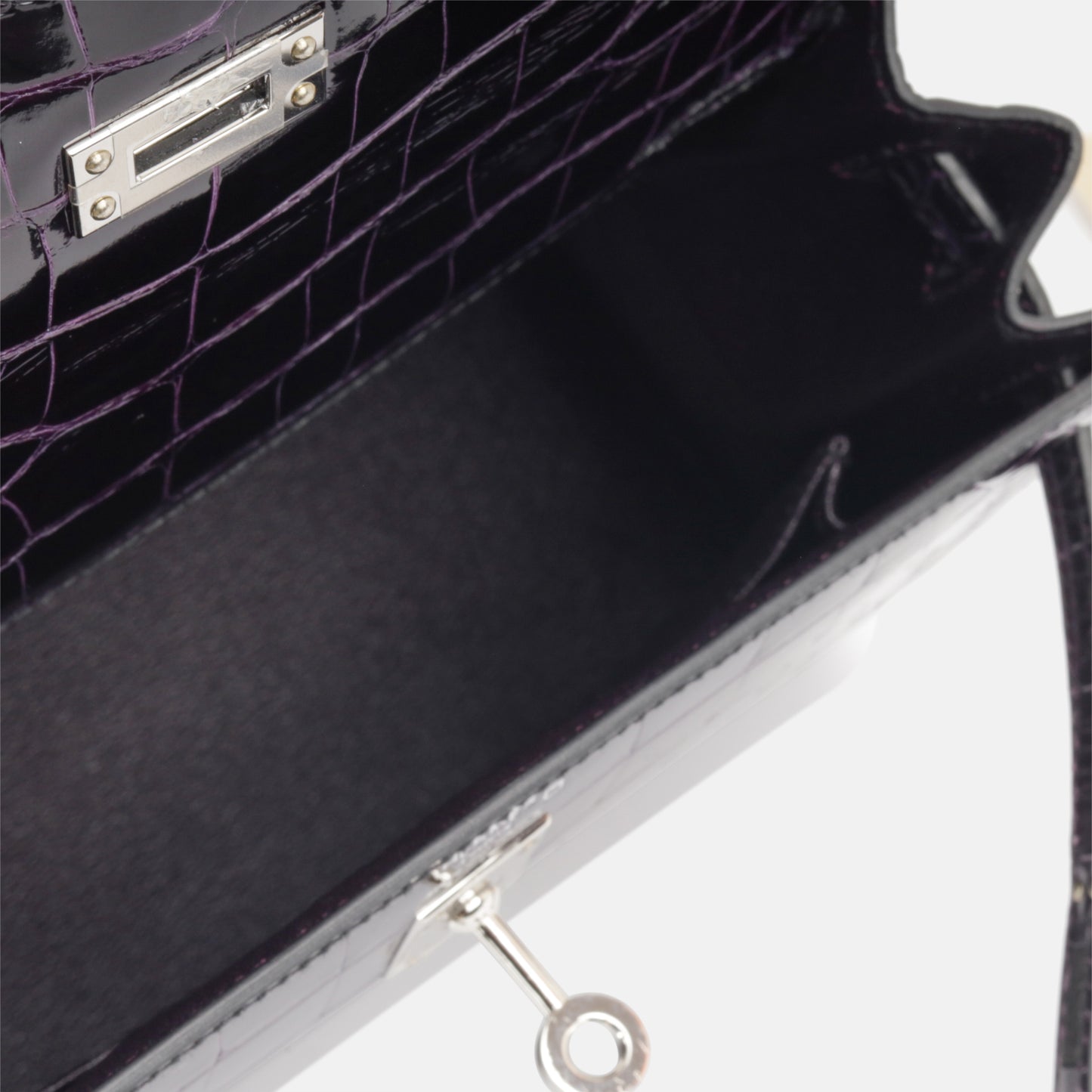 Kelly 25 - Aubergine Shiny Croc