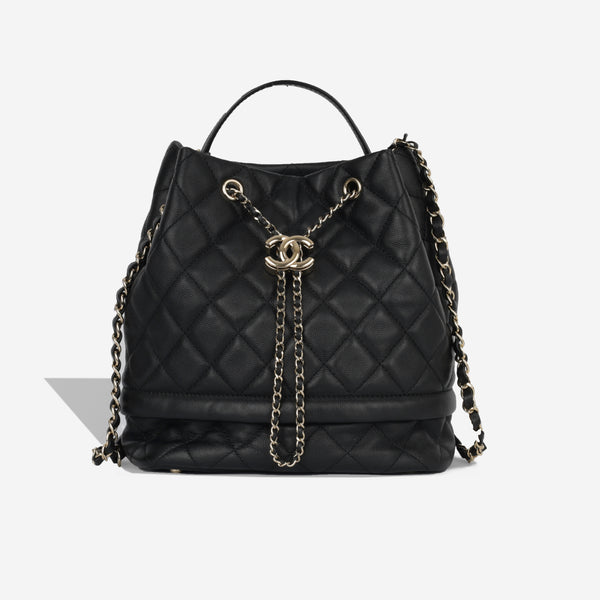 Quilted Bucket Bag - Black Caviar